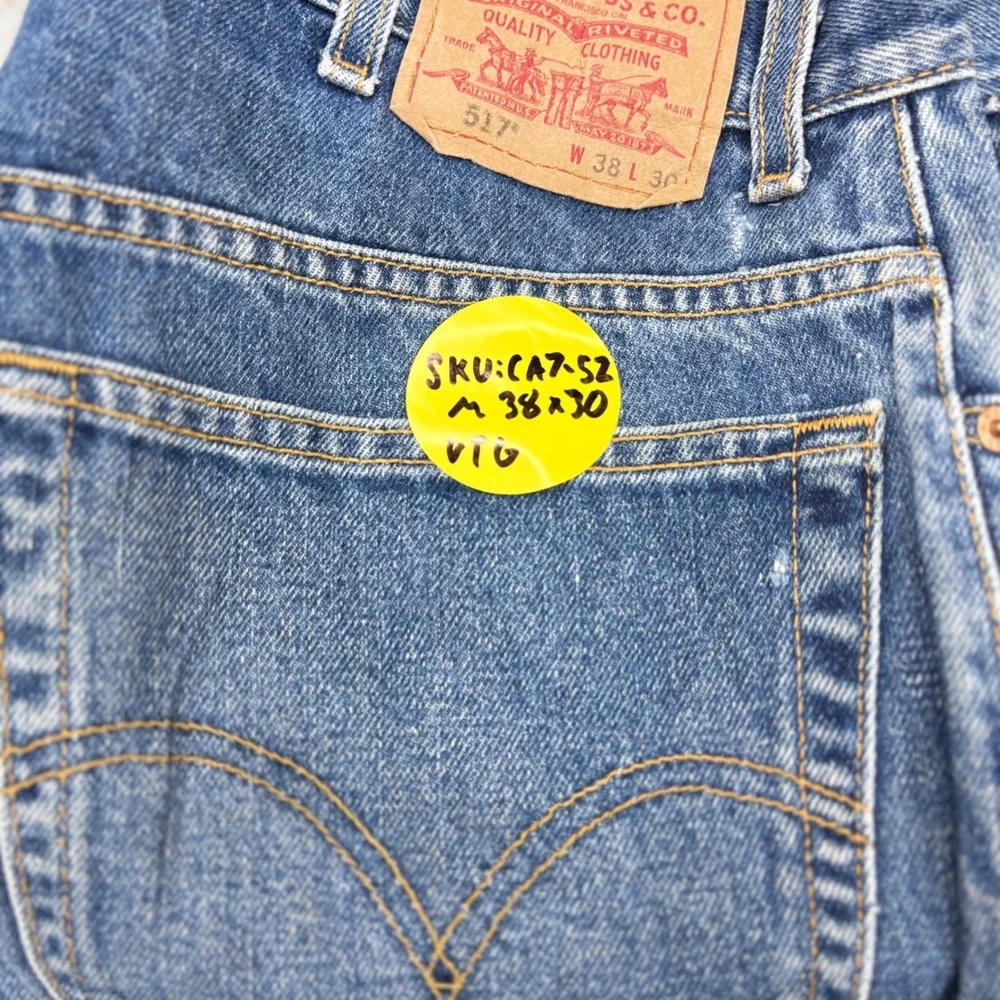 Vintage Levis 517 Mens 38x30 Bootcut Jeans Light Distress Festival Denim